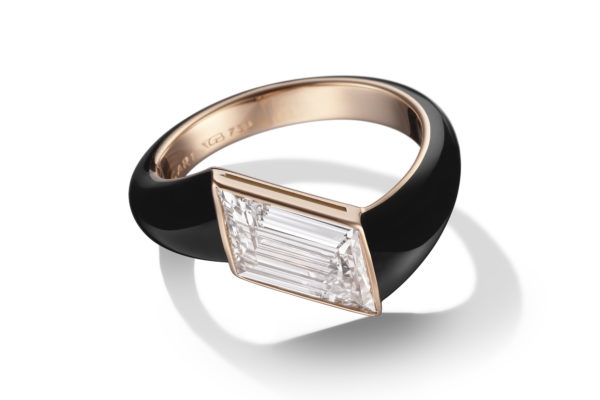 GIORGIO B 1.53 ct D VVS1 diamond ring in rose gold and ceramic