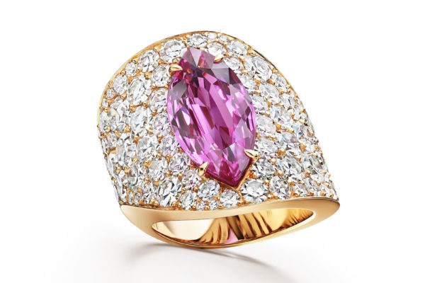 GIORGIO B 7.55ct pink sapphire ring with diamonds in rose gold