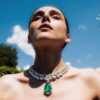 Le collier Emerald Exuberance de la collection de haute joaillerie Polychroma de Bvlgari est serti d'une émeraude centrale de 51,10 carats provenant de Colombie.